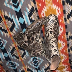 Snakeskin booties